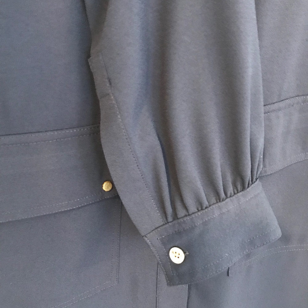 Michael Kors dress 4 navy 4 pockets balloon sleeves buttons knee length wedding - Picture 3 of 15